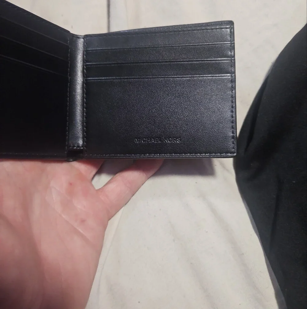 Michael Kors Black Textured Leather Card & Key Holder
